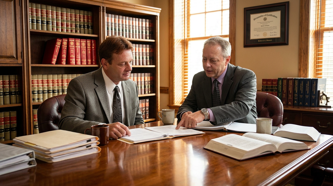 Senior attorneys reviewing a case file at Breit & Boomsma