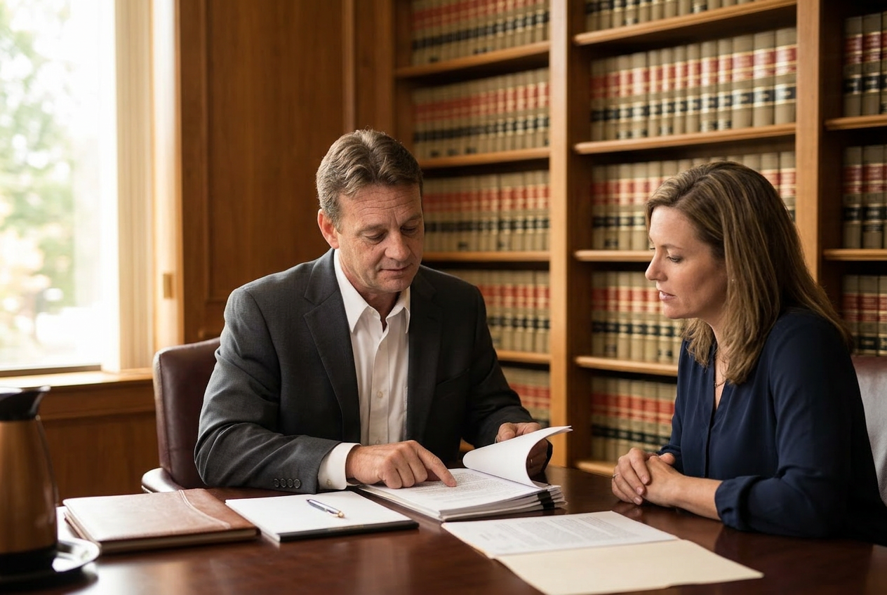 Robert J. Breit consulting with a client in the firm's Sioux Falls conference room